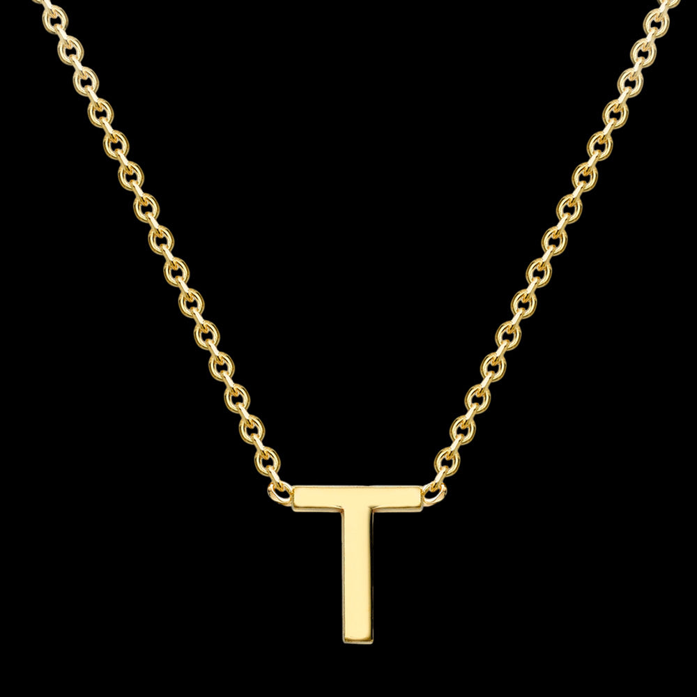LETTER T INITIAL NECKLACE 9 CARAT YELLOW GOLD | AUSTRALIA