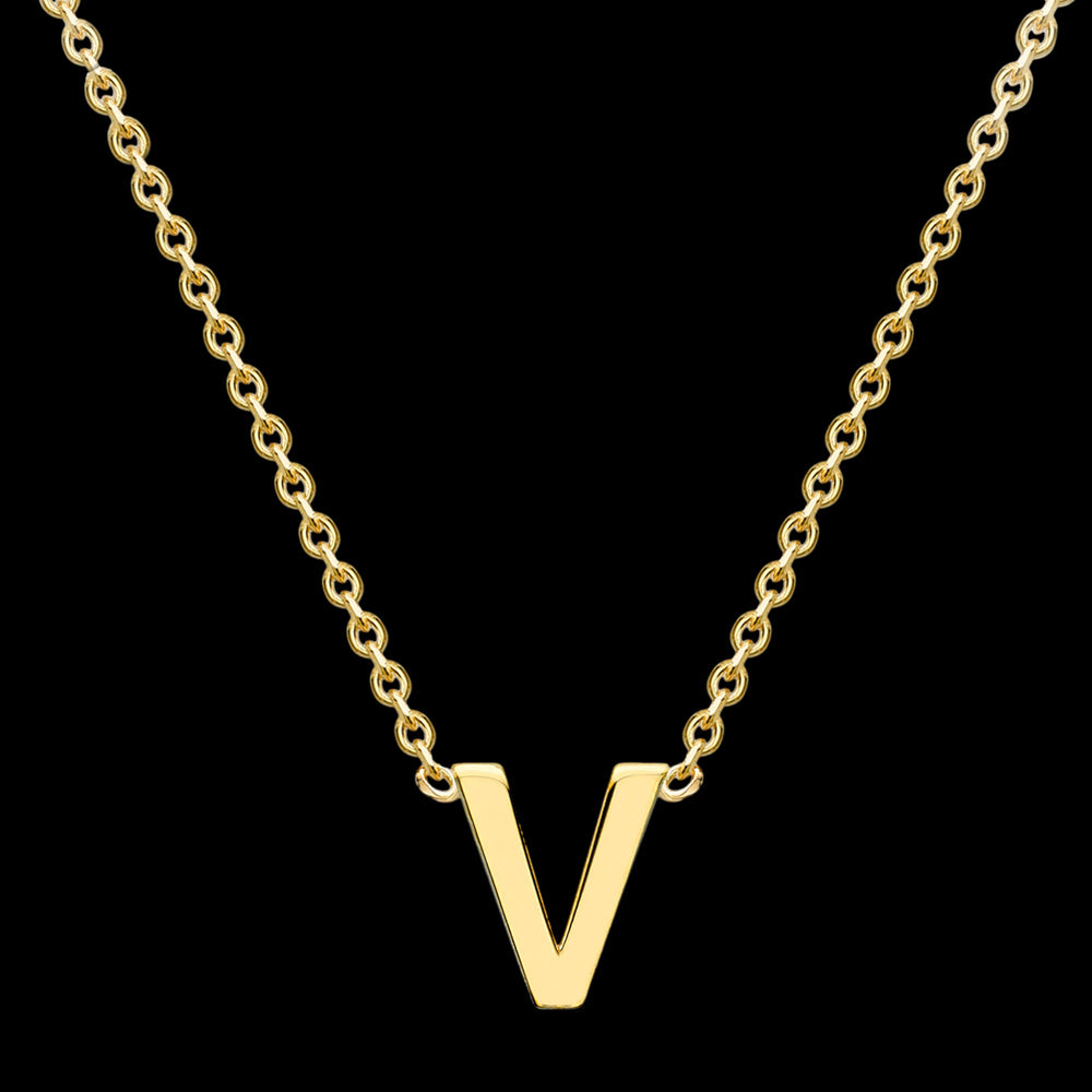 LETTER V INITIAL NECKLACE 9 CARAT YELLOW GOLD | AUSTRALIA