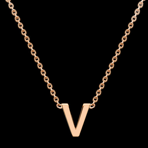 LETTER V INITIAL NECKLACE 9 CARAT ROSE GOLD | AUSTRALIA