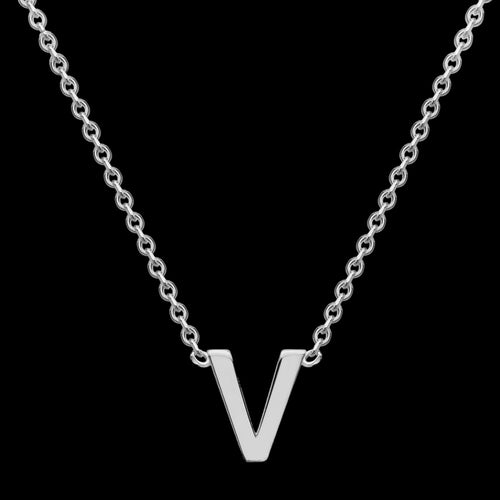 LETTER V INITIAL NECKLACE 9 CARAT WHITE GOLD | AUSTRALIA