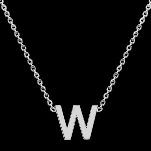 LETTER W INITIAL NECKLACE 9 CARAT WHITE GOLD | AUSTRALIA