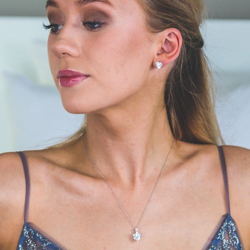GEORGINI FIRST BLUSH HEART SILVER NECKLACE - MODEL VIEW