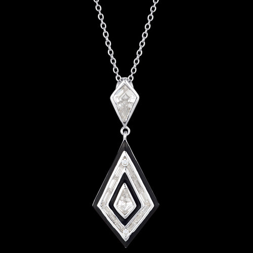 GEORGINI REFLECTION ART DECO SILVER & BLACK NECKLACE