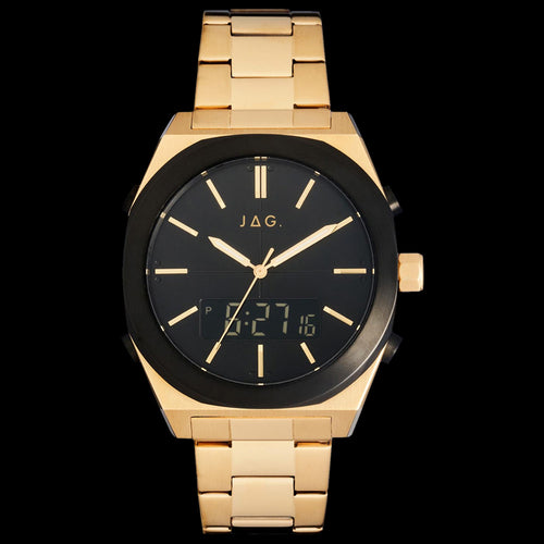 JAG LINCOLN GOLD BLACK DIAL ANALOG DIGITAL MEN'S WATCH