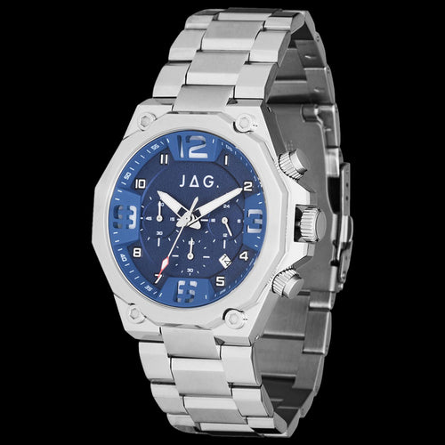 JAG BAXTER BLUE DIAL CHRONO MEN'S WATCH - ANGLE VIEW