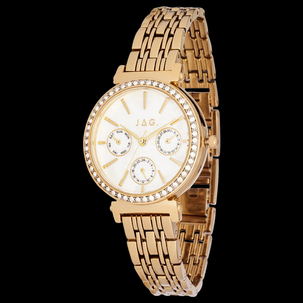 JAG KEIRA WHITE DIAL GOLD LADIES WATCH - ANGLE VIEW