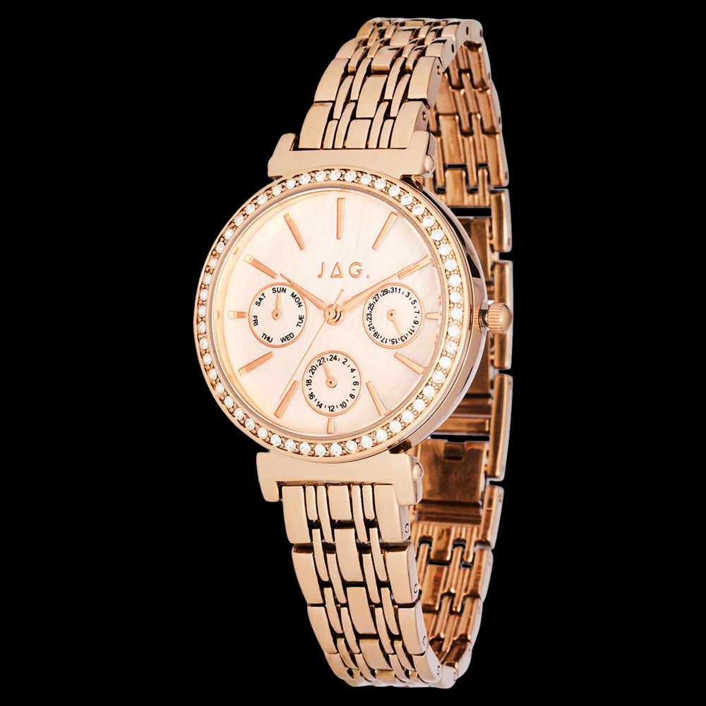 JAG KEIRA PINK DIAL ROSE GOLD LADIES WATCH - ANGLE VIEW