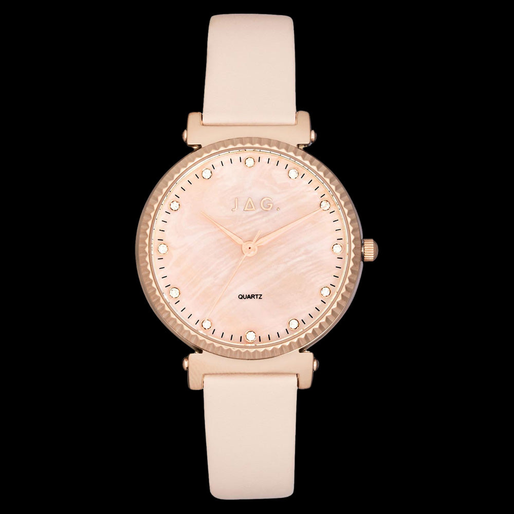 JAG VICTORIA PINK LEATHER ROSE GOLD LADIES WATCH