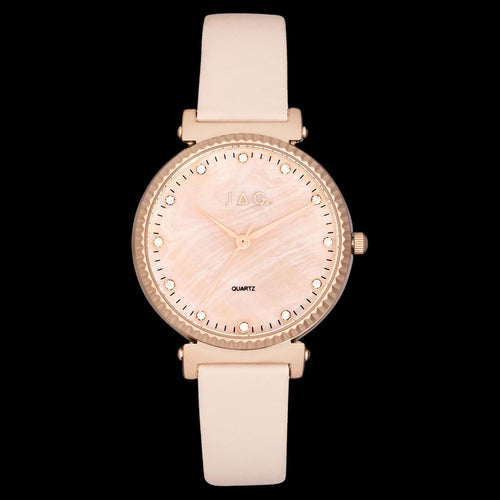 JAG VICTORIA PINK LEATHER ROSE GOLD LADIES WATCH