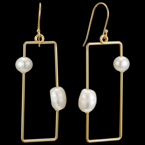 KAGI GOLD BAROQUE PEARL ASYMETRIC EARRINGS