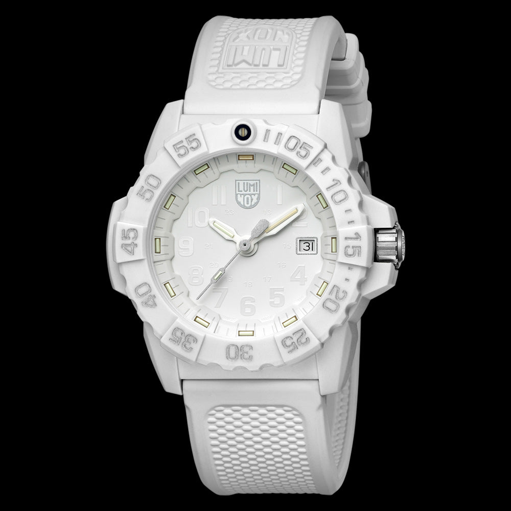 LUMINOX NAVY SEAL GHOST WHITEOUT DIVE WATCH 3507.WO - TILT VIEW