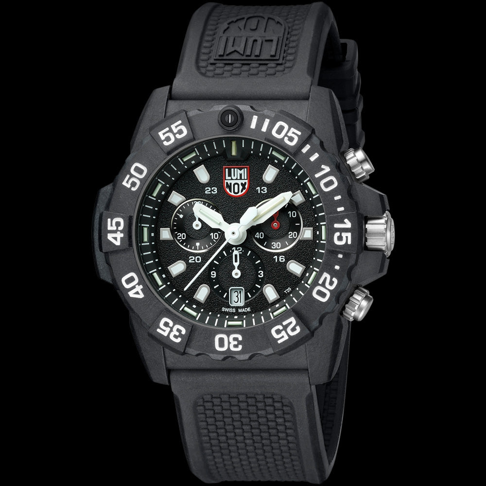 LUMINOX NAVY SEAL CHRONOGRAPH MILITARY DIVE WATCH 3581 - TILT VIEW