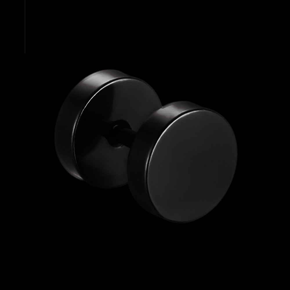 STAINLESS STEEL BLACK MEN'S FLAT DOUBLE DISC EARRING