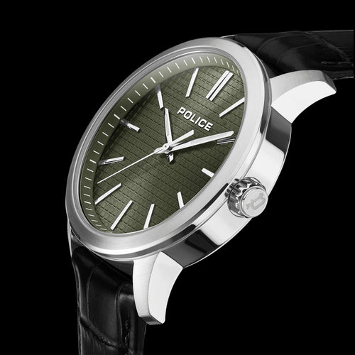 POLICE RAHO MEN'S GREEN DIAL WATCH - SIDE VIEW
