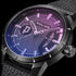 POLICE NEIST MEN'S BLACK LEATHER WATCH - DIAL CLOSE-UP