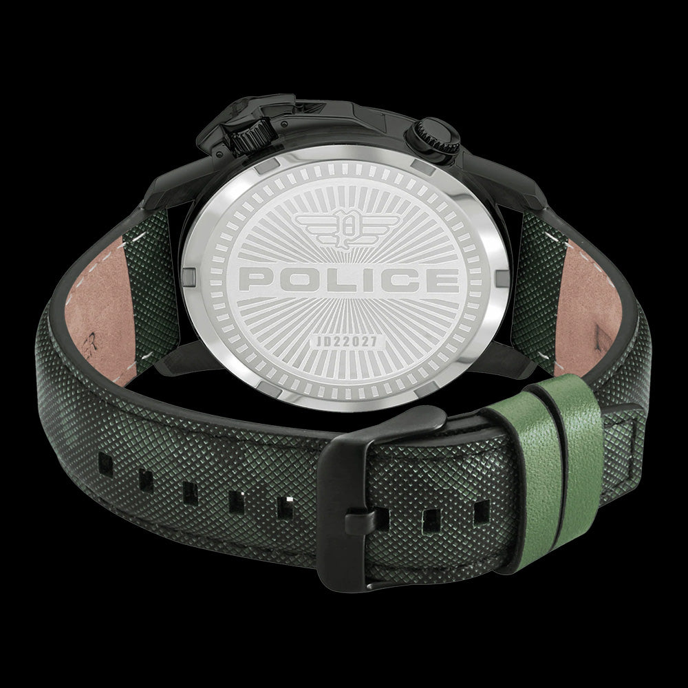 POLICE KAVALAN MEN'S KHAKI GREEN WATCH - BACK VIEW