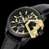 POLICE UNDERLINED MEN'S BLACK LEATHER WATCH - SIDE VIEW