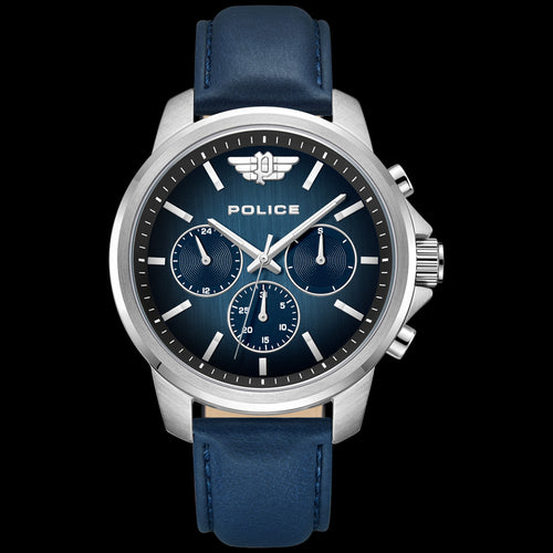 POLICE MENSOR MEN'S BLUE DIAL LEATHER WATCH