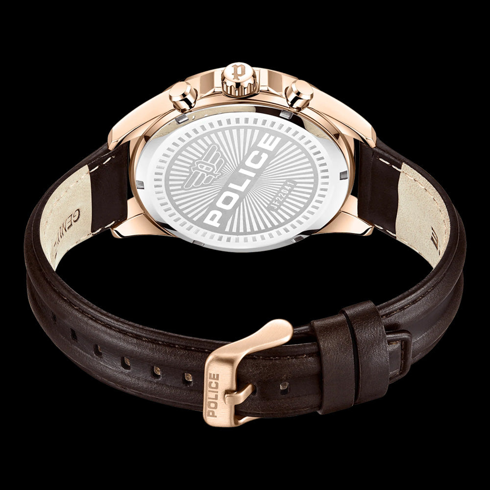 POLICE MALAWI MEN'S ROSE GOLD WATCH - BACK VIEW