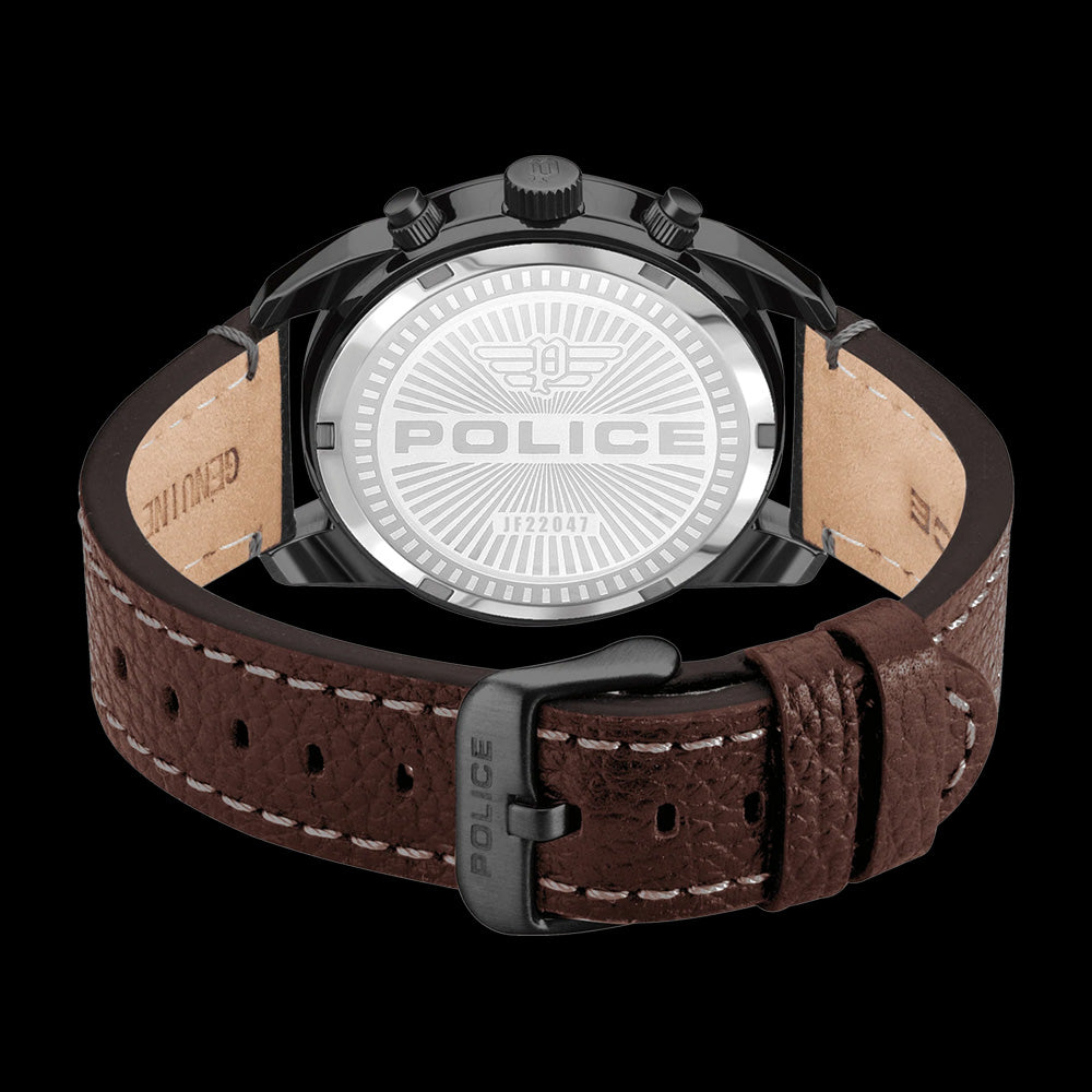 POLICE NAYARA MEN'S WHITE DIAL BROWN LEATHER WATCH