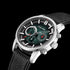 POLICE GREENLANE MEN'S GREEN DIAL BLACK LEATHER WATCH - ANGLE VIEW