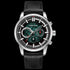 POLICE GREENLANE MEN'S GREEN DIAL BLACK LEATHER WATCH