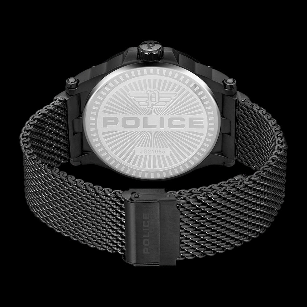 POLICE VERTEX MEN'S ALL BLACK SKULL WATCH - BACK VIEW