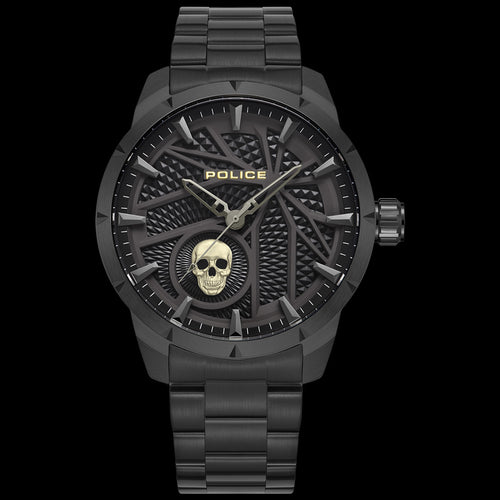 POLICE NEIST MEN'S ALL BLACK GOLD SKULL WATCH