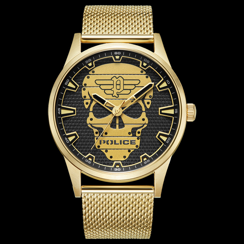 POLICE RISSINGTON MEN'S GOLD SKULL WATCH