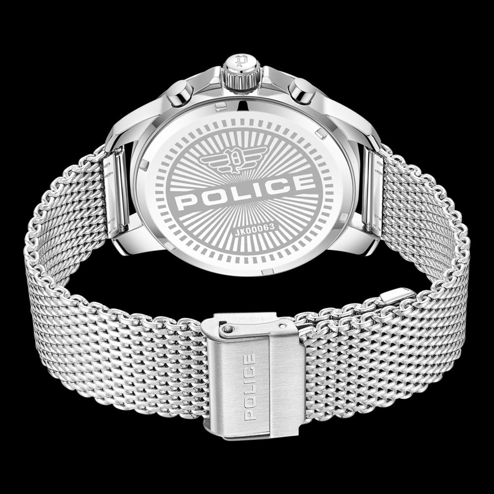 POLICE MENSOR MEN'S SILVER GREEN DIAL WATCH - BACK VIEW