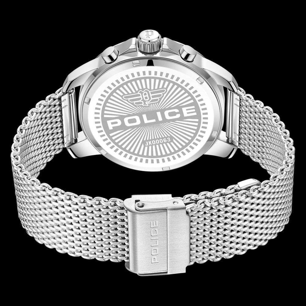 POLICE MENSOR MEN'S SILVER GREY DIAL WATCH - BACK VIEW