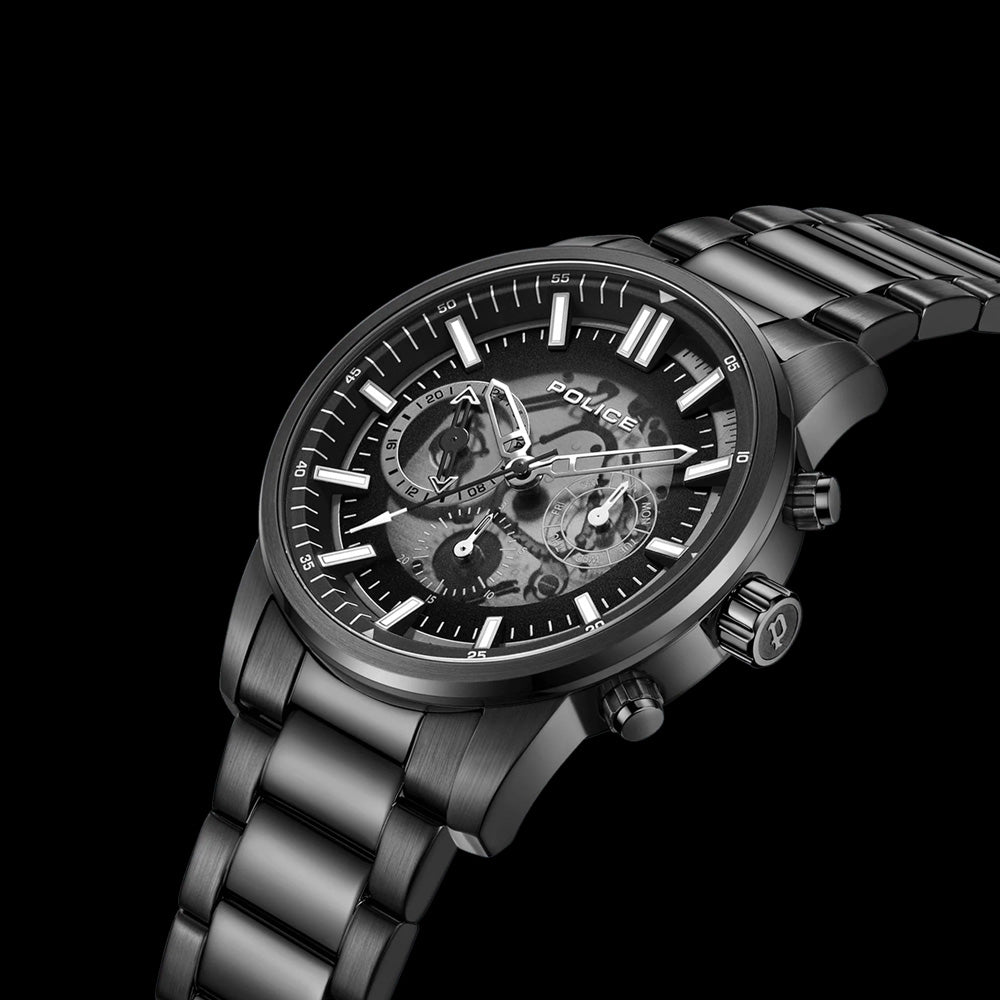 POLICE GREENLANE MEN'S ALL BLACK WATCH - ANGLE VIEW