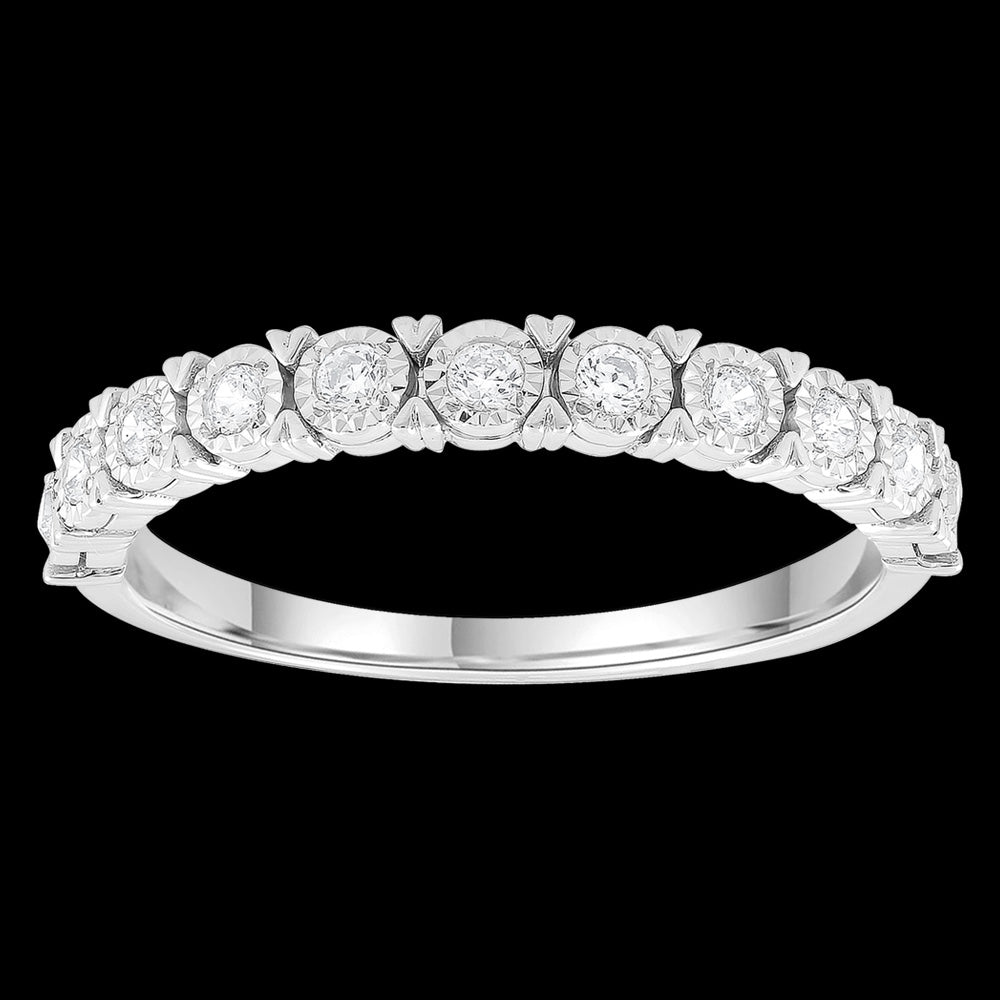 DIAMOND 9K WHITE GOLD BAND RING - FRONT VIEW