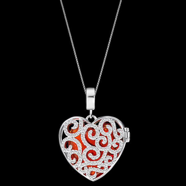 KAGI SILVER SPLENDOUR HEART NECKLACE - FRONT RED STONE