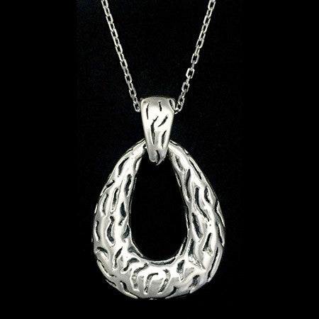 STERLING SILVER ELECTRO-FORM TEXTURED TEARDROP NECKLACE