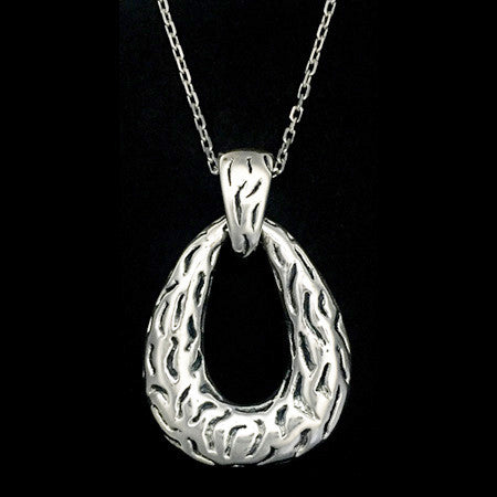 STERLING SILVER ELECTRO-FORM TEXTURED TEARDROP NECKLACE