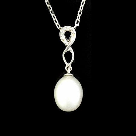 STERLING SILVER TWIST FRESHWATER PEARL NECKLACE