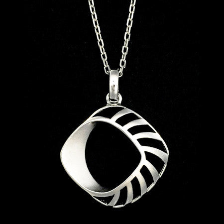 STERLING SILVER HALF FILIGREE SQUARE NECKLACE