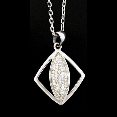 STERLING SILVER CZ DIAMOND TEARDROP NECKLACE