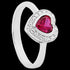 ELLANI STERLING SILVER HEART RUBY CZ PAVE RING