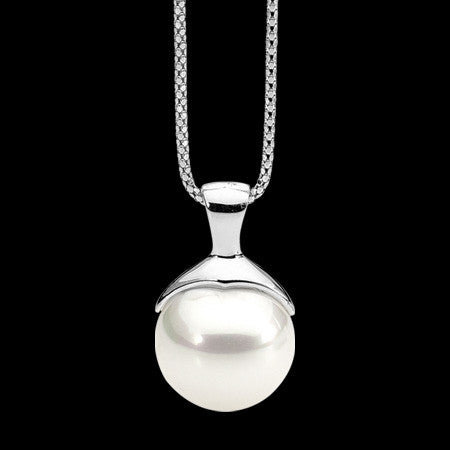 ELLANI STERLING SILVER WHITE PEARL NECKLACE