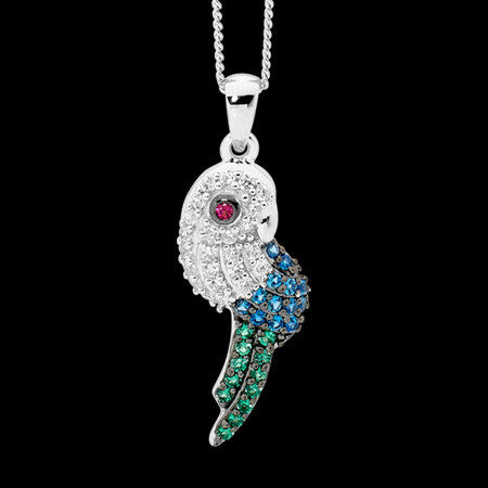 ELLANI STERLING SILVER CZ PRETTY PARROT NECKLACE