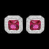 ELLANI STERLING SILVER CUSHION RUBY CZ PAVE EARRINGS