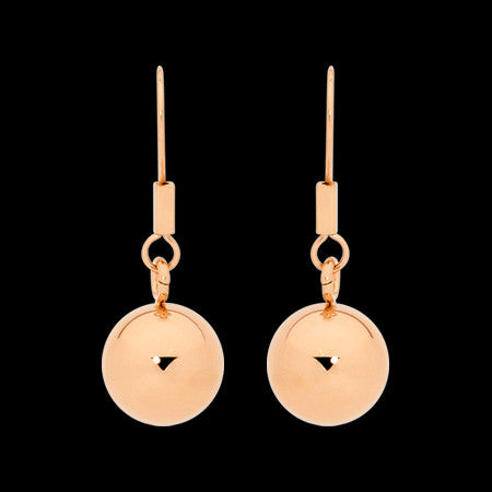 ELLANI STAINLESS STEEL HIGH POLISH ROSE GOLD IP BALL DROP EARRINGS