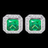 ELLANI STERLING SILVER CUSHION EMERALD CZ PAVE EARRINGS