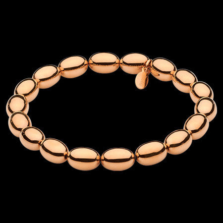 ELLANI STAINLESS STEEL HIGH POLISH ROSE GOLD IP OVAL BEAD BRACELET