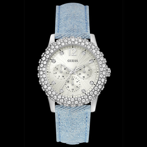 GUESS DAZZLER SKY BLUE CHAMBRAY DENIM LADIES SPORT WATCH