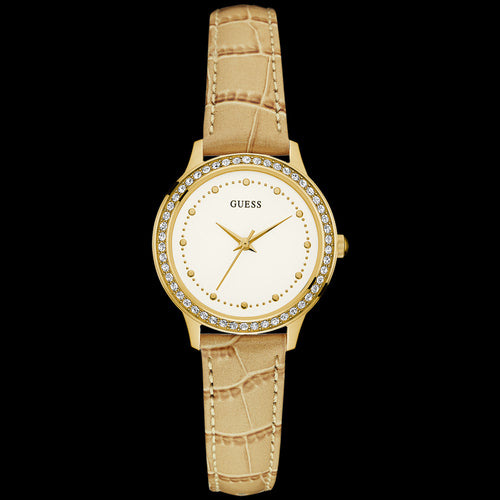 GUESS CHELSEA GOLD LADIES LEATHER DRESS WATCH