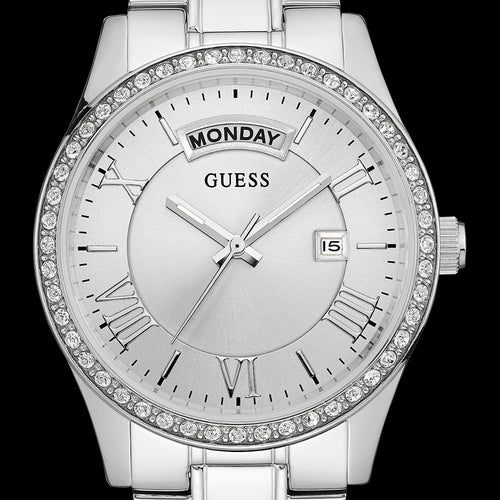 GUESS COSMOPOLITAN SILVER LADIES DRESS WATCH - CLOSE-UP