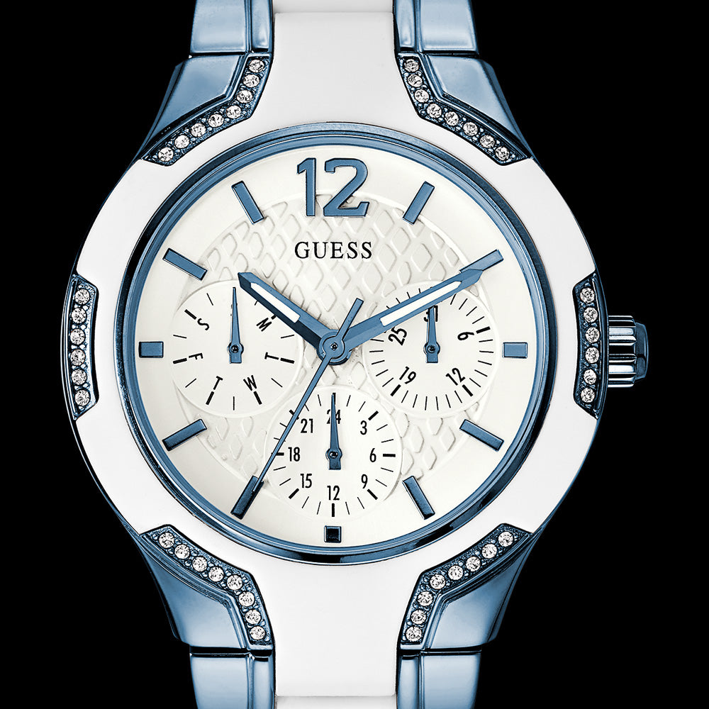 GUESS CENTRE STAGE SKY BLUE LADIES DRESS WATCH - CLOSE-UP